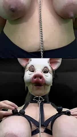 Hucow Pig Mask Milks Huge Udders