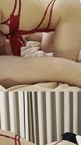 Naughty and Thirsty Chinese Babe Sucking Daddy's Cock in Kitty Mask