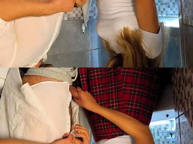 Stepbrother Fucks Schoolgirl Stepsister in Toilet