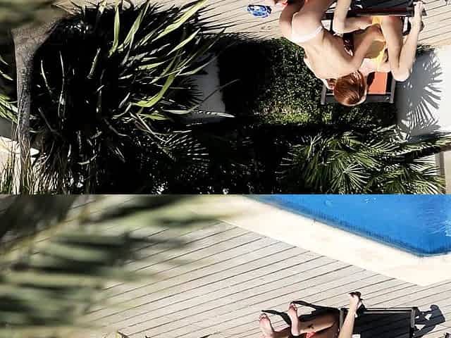 Mature brunette lesbian licks a pussy outdoors