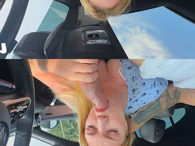 Public fellate with sperm swallow - hottest XXX!