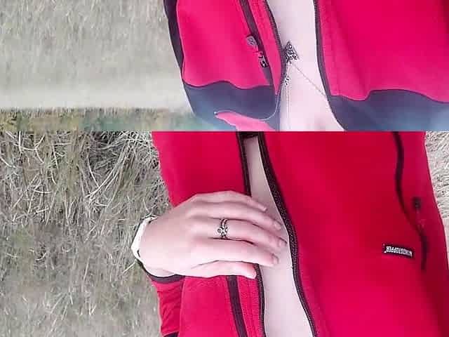 Naked Teen Girl Walking in Public Park