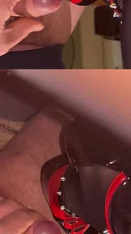 POV: Lady Watches Husband Cum on His Feet in Sexy Shoes and Pantyhose and Incites Him with Fetishist Words