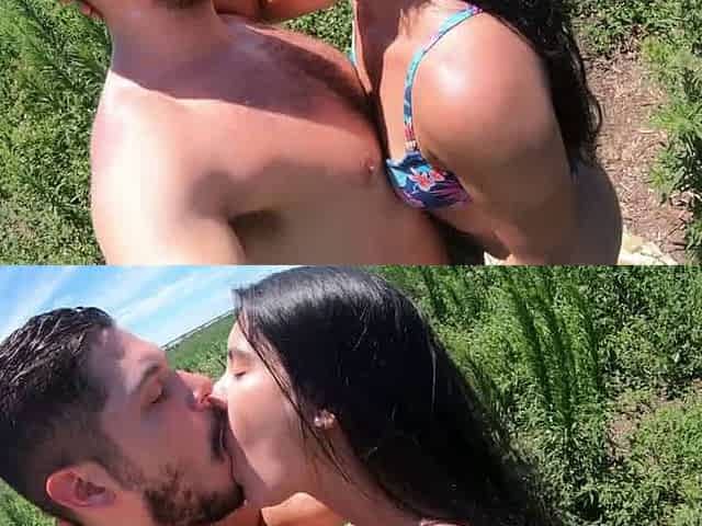 Latina Sucks Big Cock in the Woods