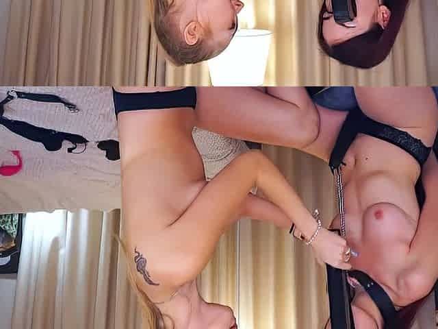 Small titted teen girl in stockings sucking Dick