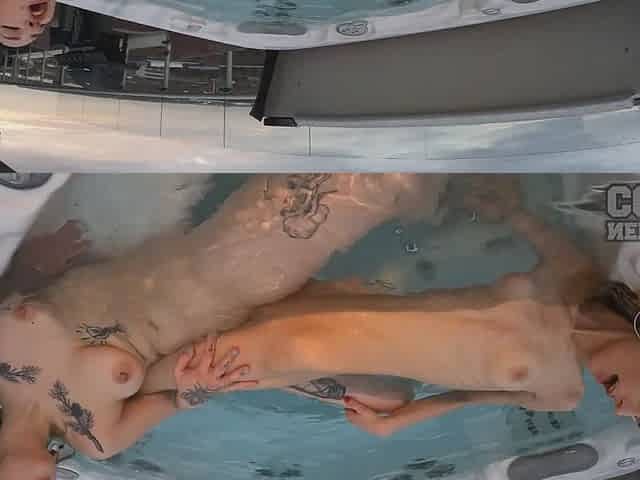 Hot Tub Scissoring Lesbians Poppy Tribbing Sammie Underwater Orgasm