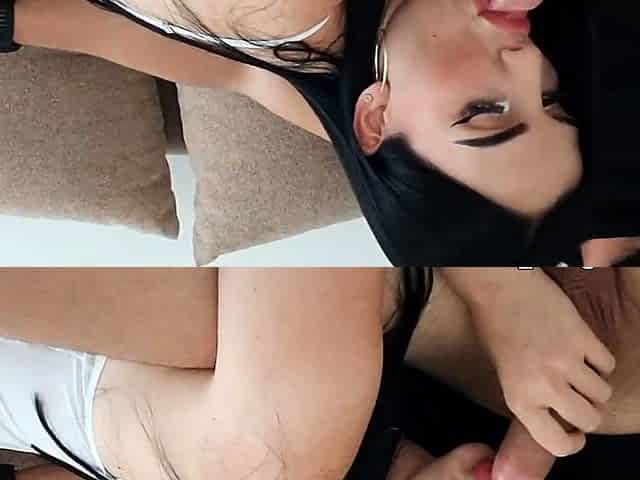 Dark-Haired Slut Sucks Thick Dick