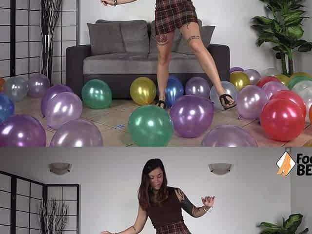 Irritated Babe Stomps Her Lovely Feet to Pop the Balloons on the Floor