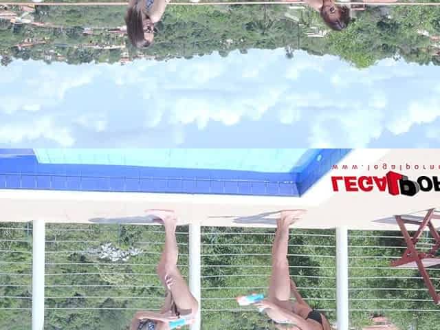 Lady Milf and Polly Petrova fist each other by the pool and get
