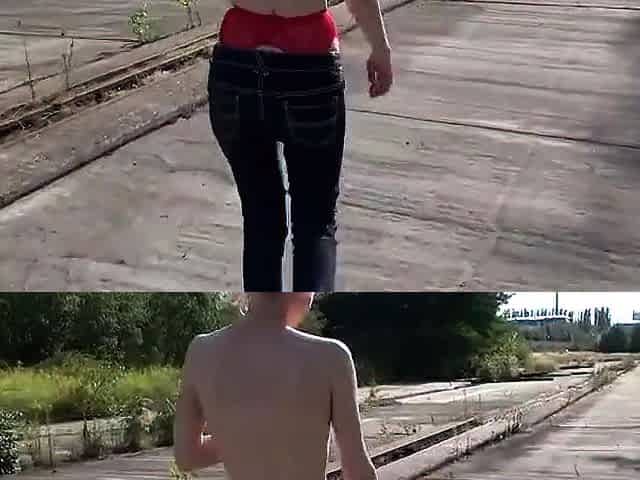 Outdoor Anal mit einer Magernutte - German Amateur Top Video