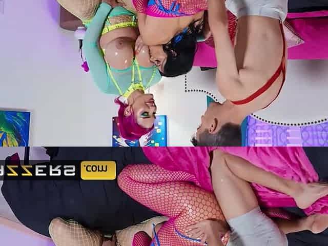 BRAZZERS - Lascivious Mona Azar And Lily Lou Take Turns Getting Their Butts And Vaginas Drilled By Jordi