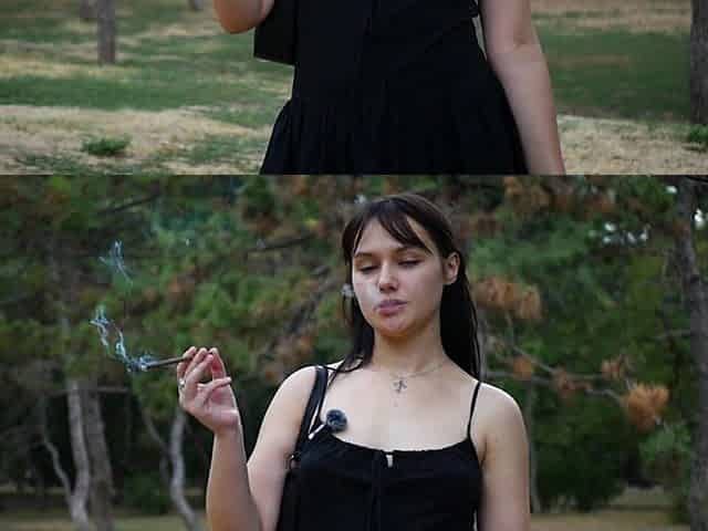 Smoking 120mm Cigarette Outdoors