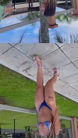 strolling around in a micro bikini
