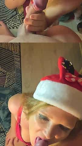 Merry Christmas with Mrs Ana Slo: a Slow Blowjob with Oral Creampie