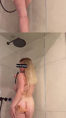 Lewd Corpulent Masturbates in Shower with Large Sex toy (TEASER)