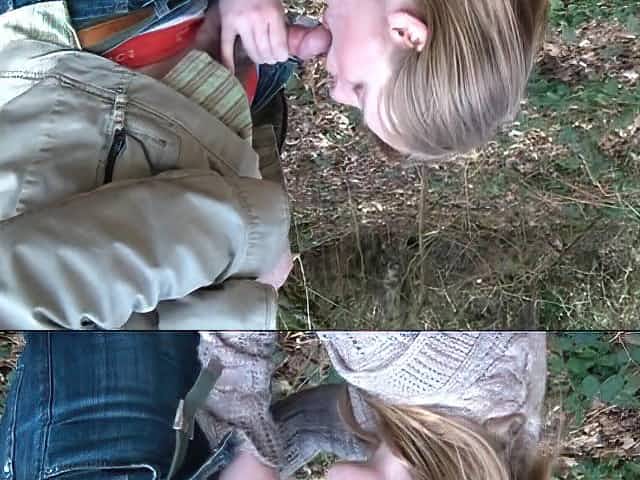 Slender babe Serena sucks a dick and gets fucked in outdoors