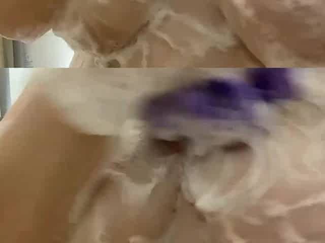 big beautiful woman Soapy natural titties shower wash