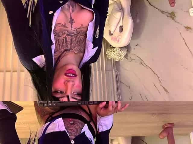 Solo brunette in lingerie masturbates
