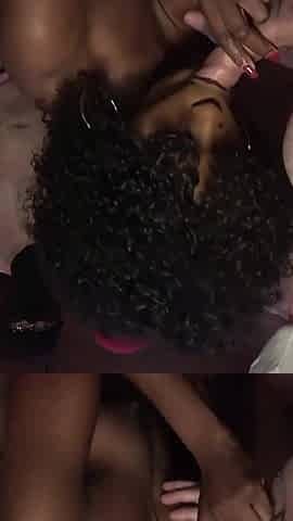 Black + White Creampie Gangbang with 3 Girls