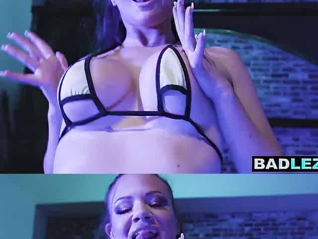 Breasty lesbo golden-haired stripper seduces and bangs a large melons curvy Oriental mother I'd like to fuck