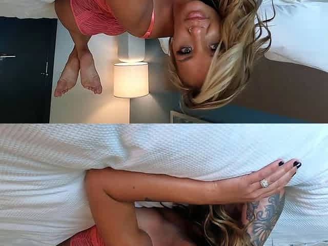 Blonde babe Lesley Solo in the Backyard