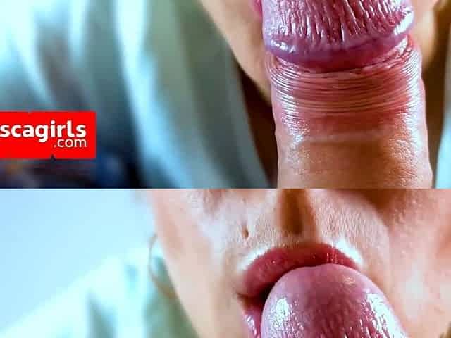 AMATEUR BLONDE MILF GIVES SENSUAL CLOSE-UP BLOWJOB