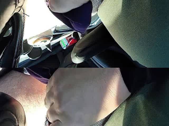 Cumming in allies pants whilst driving nearly caught