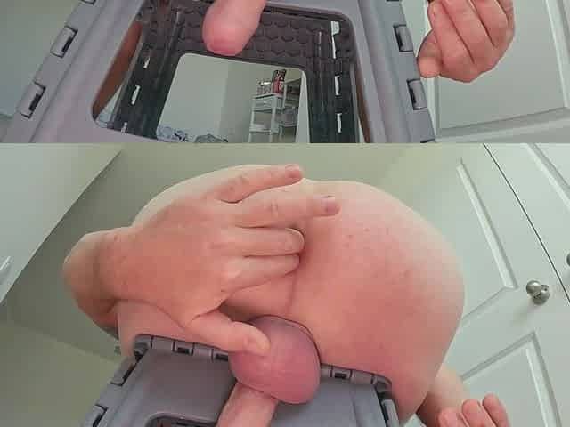 Jerking my cock and penetrating my ass with my fingers, cumming on my bellies