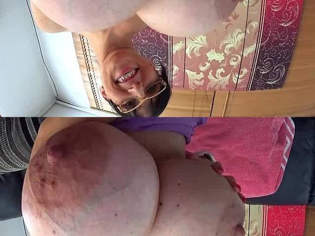 Beautiful Brunette Big Boobs Rides Fake Cock