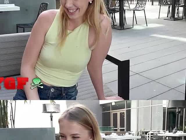 Blonde Chloe blows cock after her cucci and swallows cumshot
