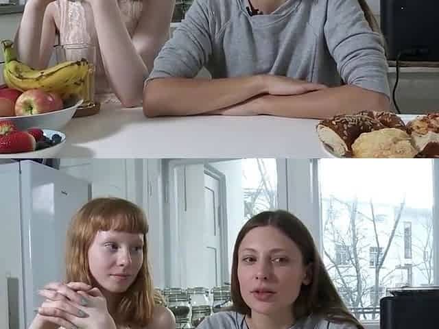 Amateur redhead and brunette lick pussy