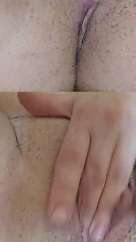 Rubbing vagina with large lips