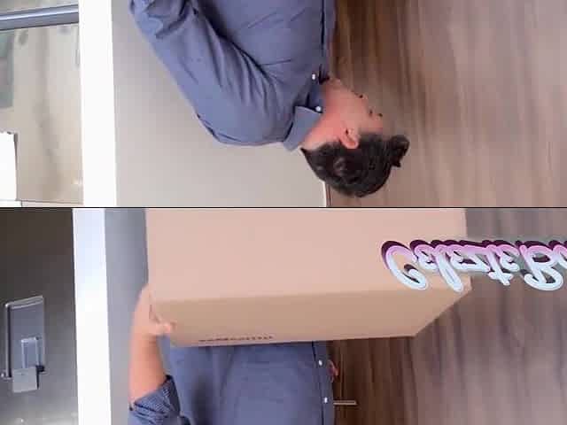 The delivery man follows me up the booty