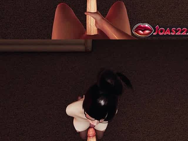 Wet Korean Girl Yuan Sayuki in Hentai Frenulum Licking for Big Dick Teasing and Titfuck Ending with a Cumshot