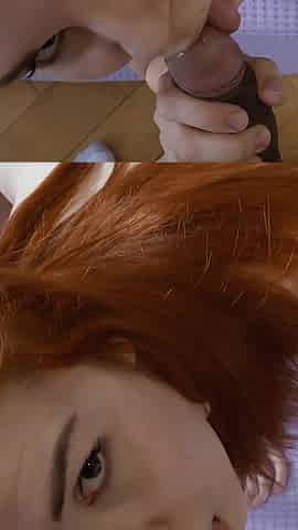 Redhead Czech babe edging blowjob and cum tasting