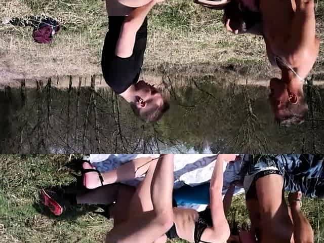 ANOREXIC GERMAN TEEN in Real MMF Threesome Outdoor in Park
