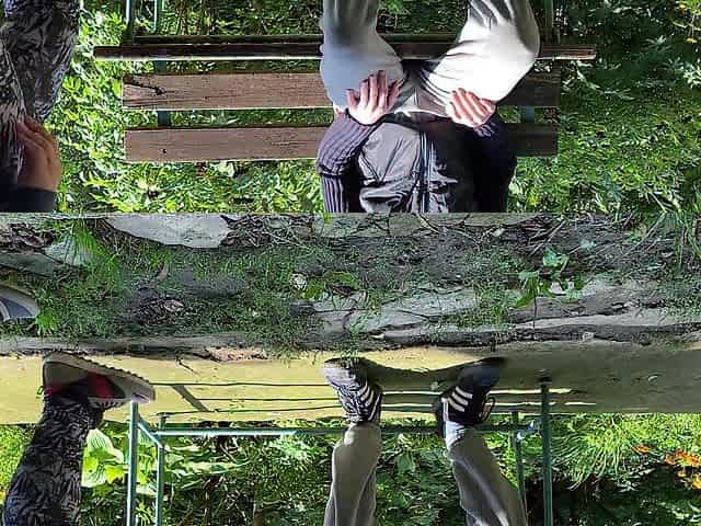 Brawny mother I'd like to fuck in leggings helped pee outside