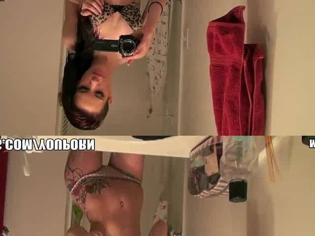 Slim tattooed emo gal makes an amateur sex tape in her room