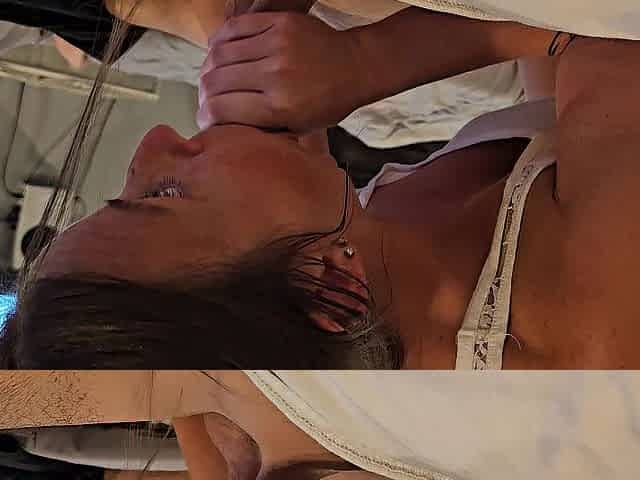 Brunette hair mother i'd like to fuck licking large cock