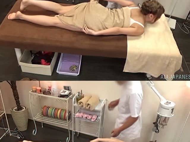 Sweater girl gets a massage and enjoys sex with the masseur