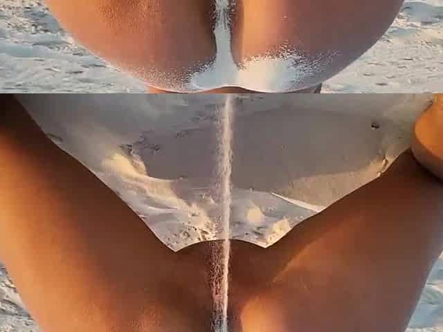 Undressed Monika Fox Positions On Beach, Sprinkles Herself With Sand And Shows Cunt And Booty (Free)