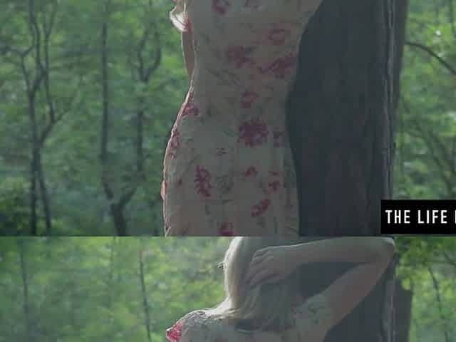 Slim beauty bangs herself hard in the forest
