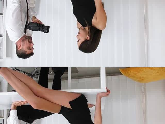 Brunette woman in high heels fucks with her boyfriend in a steamy scene.