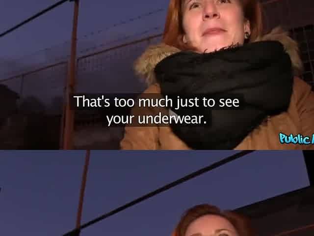 Eager Redhead Milf Flashes Breasts For Cash