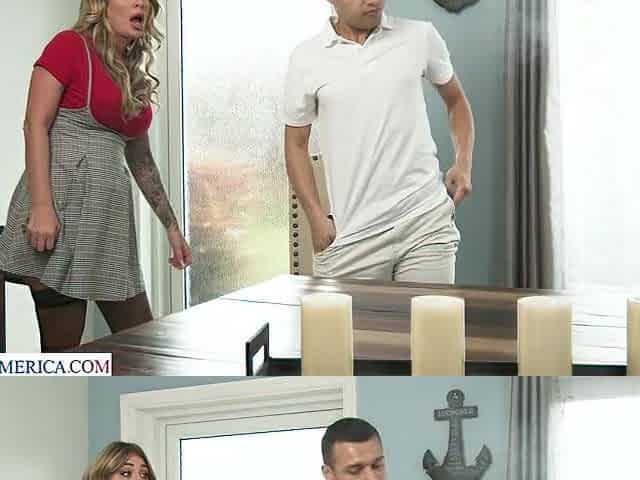 Hot MILF Lolly Dames plays with sons friend's big cock