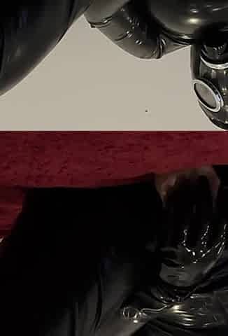 Fuck My Hairy Pussy with Huge Dildo in Latex Suit and Gasmask