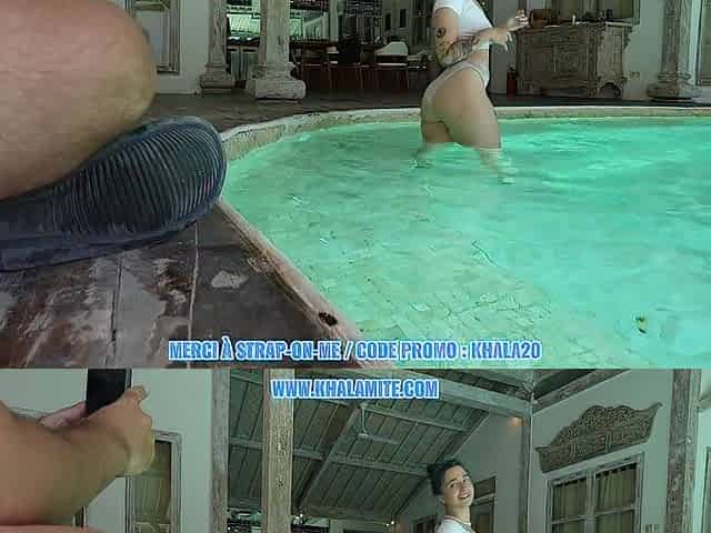 Cette blond me gode dans la piscine - Duet Lesbien Vibrator Vlog ft. Lana Gal