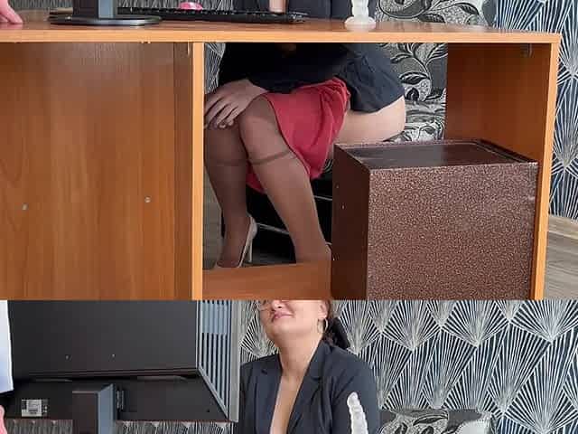 The Playful Secretary Masturbates in the Office and Receives Sperm for Glasses