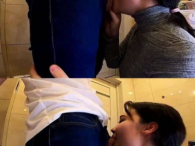 Big Cock Blowjob in the Guest Toilet by Amateur Teen Babe