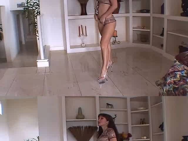 Brunette amateur babe strips off and masturbates